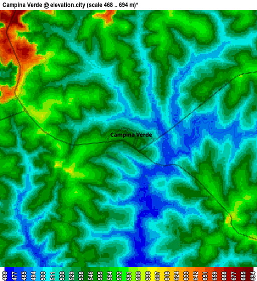 Zoom OUT 2x Campina Verde, Brazil elevation map