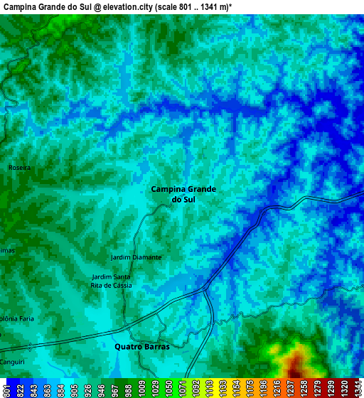 Zoom OUT 2x Campina Grande do Sul, Brazil elevation map