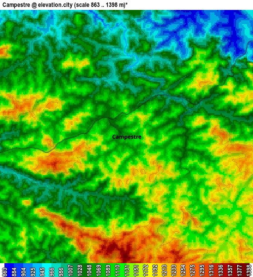 Zoom OUT 2x Campestre, Brazil elevation map