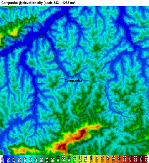 Zoom OUT 2x Campanha, Brazil elevation map