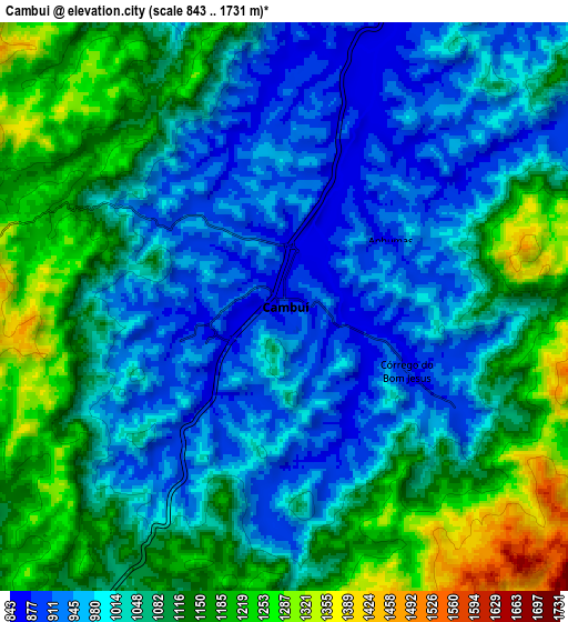 Zoom OUT 2x Cambuí, Brazil elevation map
