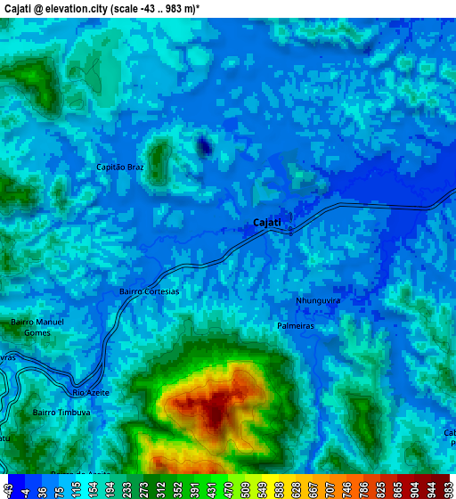 Zoom OUT 2x Cajati, Brazil elevation map