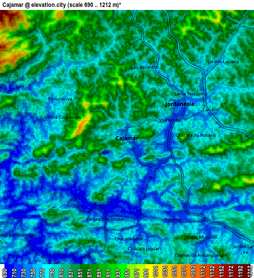 Zoom OUT 2x Cajamar, Brazil elevation map