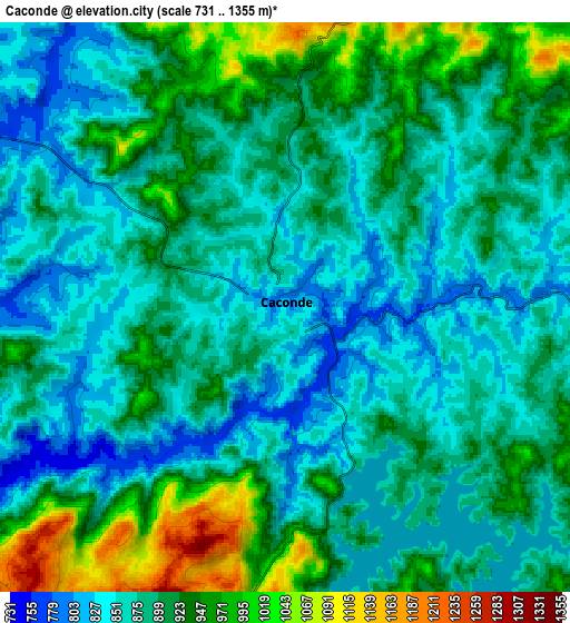 Zoom OUT 2x Caconde, Brazil elevation map