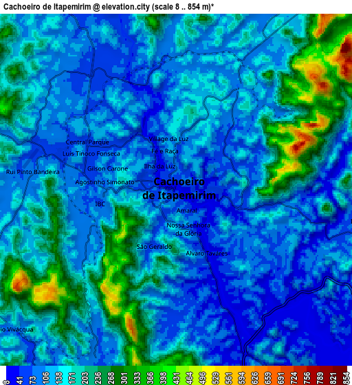 Zoom OUT 2x Cachoeiro de Itapemirim, Brazil elevation map