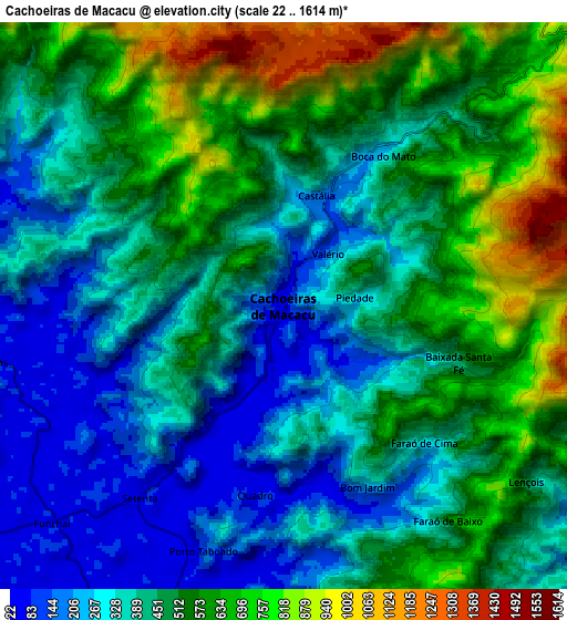 Zoom OUT 2x Cachoeiras de Macacu, Brazil elevation map