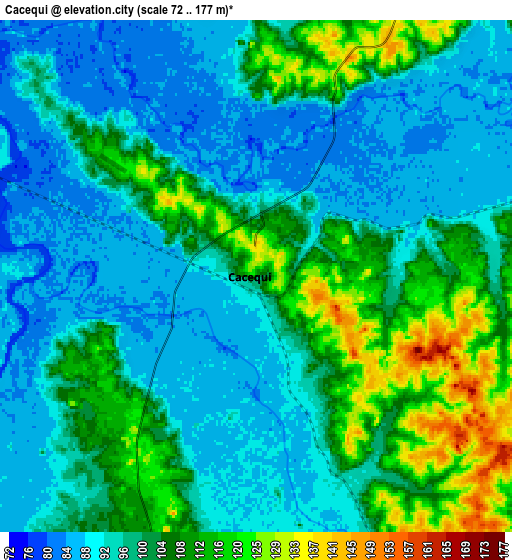 Zoom OUT 2x Cacequi, Brazil elevation map