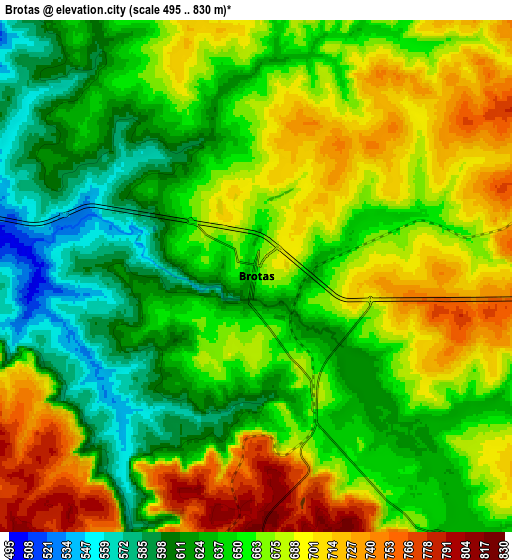 Zoom OUT 2x Brotas, Brazil elevation map