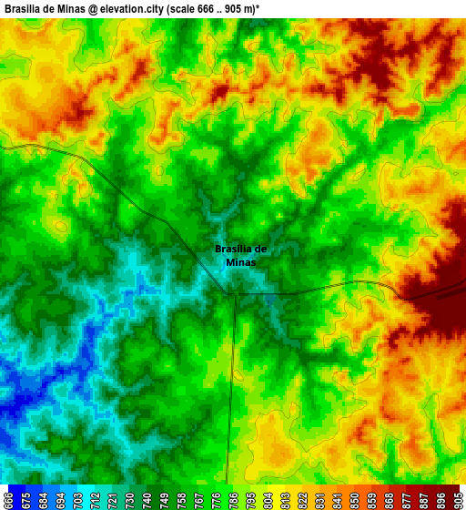 Zoom OUT 2x Brasília de Minas, Brazil elevation map