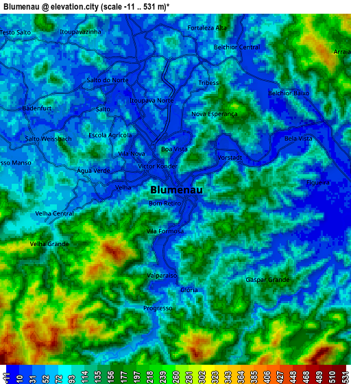 Zoom OUT 2x Blumenau, Brazil elevation map