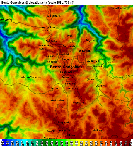 Zoom OUT 2x Bento Gonçalves, Brazil elevation map