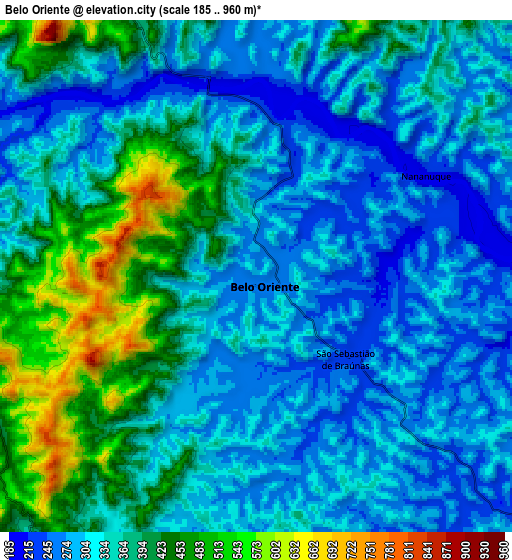 Zoom OUT 2x Belo Oriente, Brazil elevation map