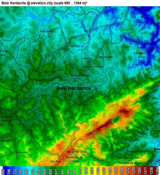 Zoom OUT 2x Belo Horizonte, Brazil elevation map