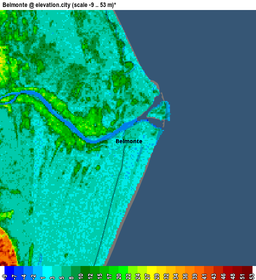 Zoom OUT 2x Belmonte, Brazil elevation map