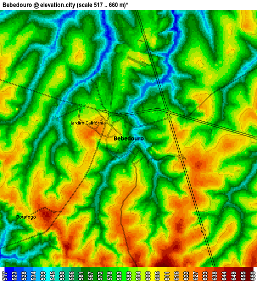 Zoom OUT 2x Bebedouro, Brazil elevation map