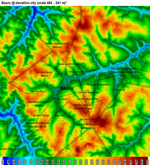 Zoom OUT 2x Bauru, Brazil elevation map