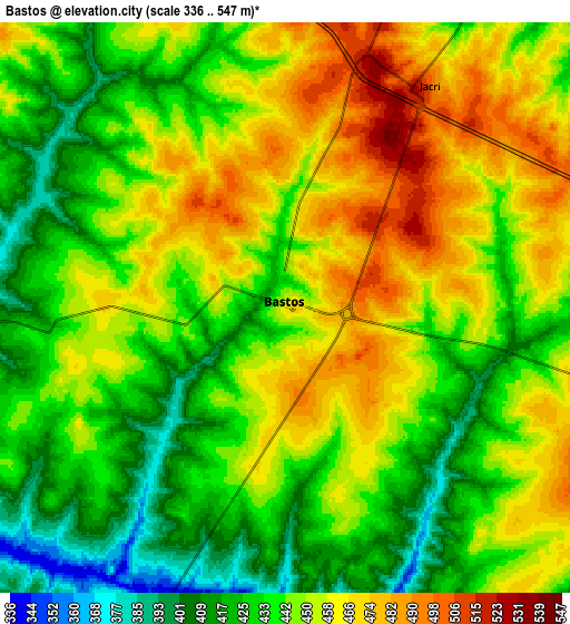 Zoom OUT 2x Bastos, Brazil elevation map