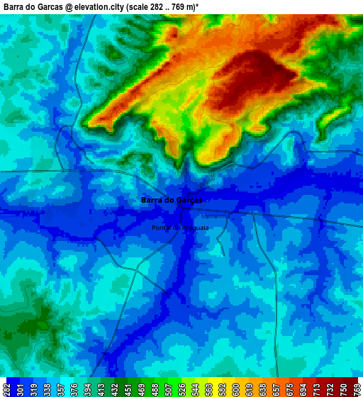 Zoom OUT 2x Barra do Garças, Brazil elevation map