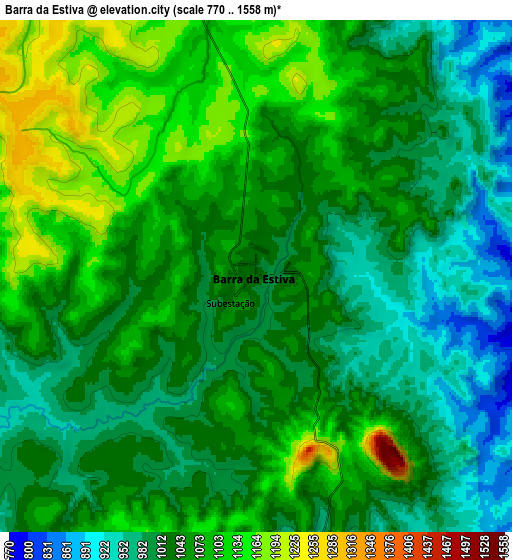 Zoom OUT 2x Barra da Estiva, Brazil elevation map