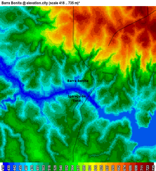 Zoom OUT 2x Barra Bonita, Brazil elevation map