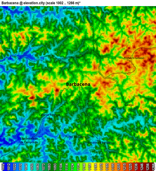 Zoom OUT 2x Barbacena, Brazil elevation map