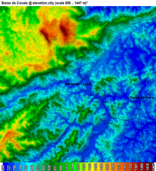 Zoom OUT 2x Barão de Cocais, Brazil elevation map