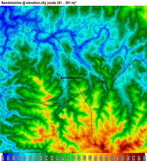 Zoom OUT 2x Bandeirantes, Brazil elevation map