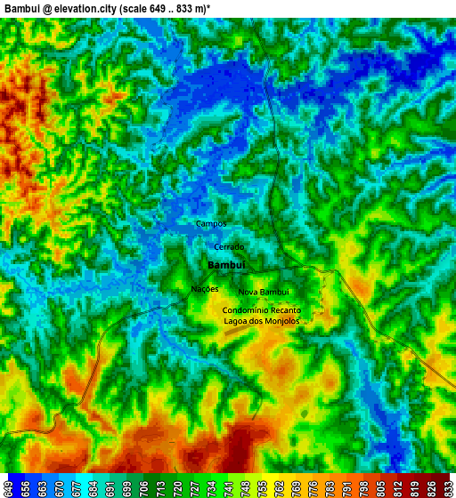 Zoom OUT 2x Bambuí, Brazil elevation map
