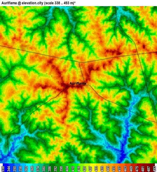 Zoom OUT 2x Auriflama, Brazil elevation map