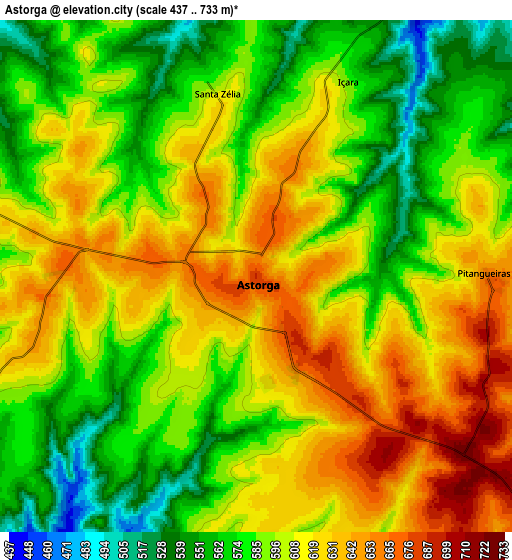 Zoom OUT 2x Astorga, Brazil elevation map