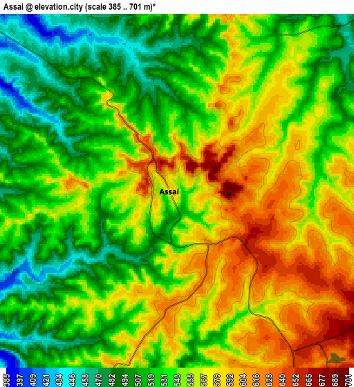 Zoom OUT 2x Assaí, Brazil elevation map