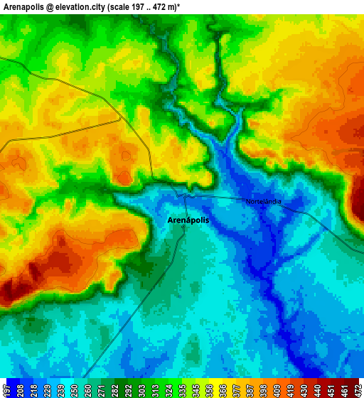 Zoom OUT 2x Arenápolis, Brazil elevation map