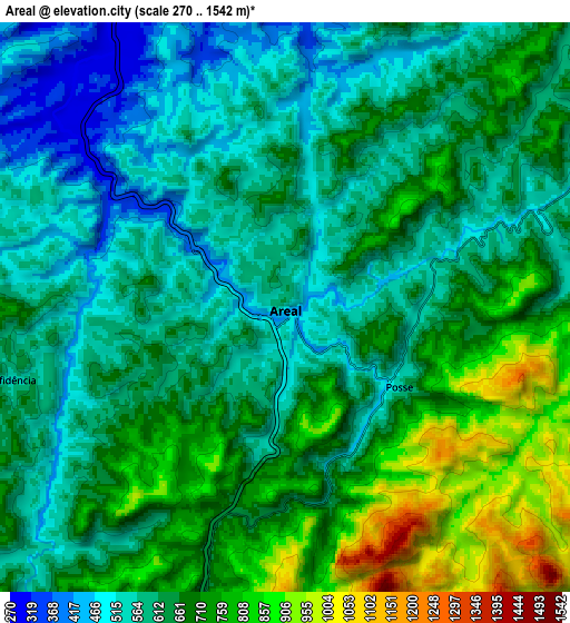 Zoom OUT 2x Areal, Brazil elevation map