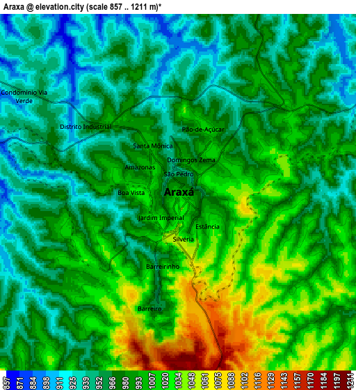 Zoom OUT 2x Araxá, Brazil elevation map