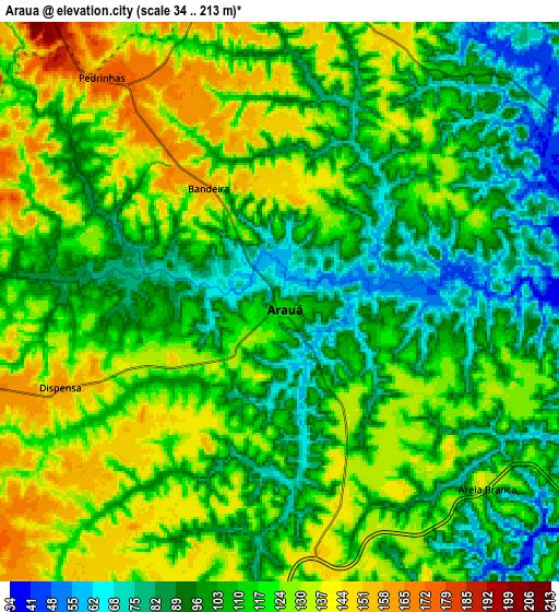 Zoom OUT 2x Arauá, Brazil elevation map