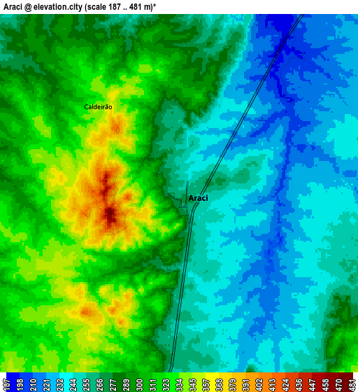 Zoom OUT 2x Araci, Brazil elevation map