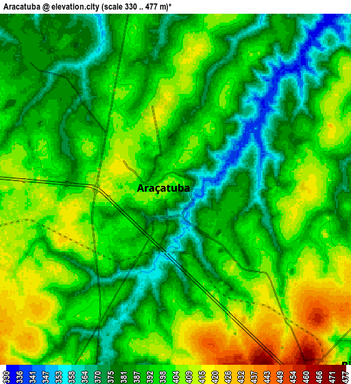 Zoom OUT 2x Araçatuba, Brazil elevation map