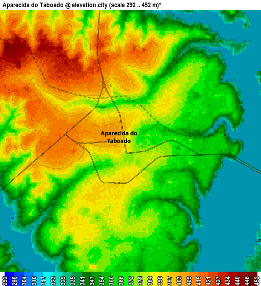 Zoom OUT 2x Aparecida do Taboado, Brazil elevation map