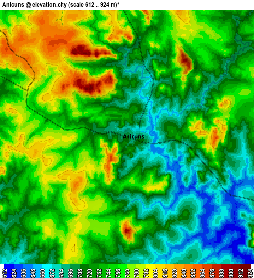 Zoom OUT 2x Anicuns, Brazil elevation map