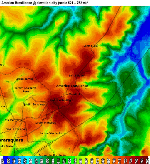 Zoom OUT 2x Américo Brasiliense, Brazil elevation map