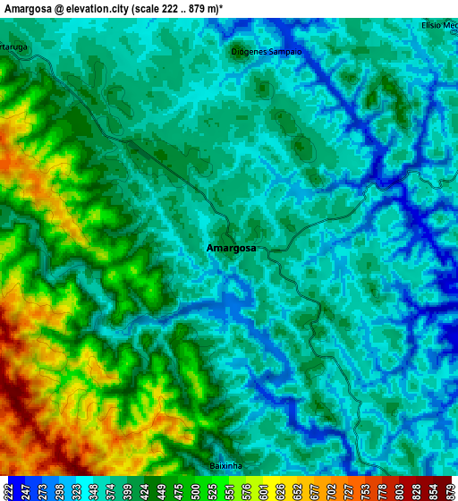 Zoom OUT 2x Amargosa, Brazil elevation map