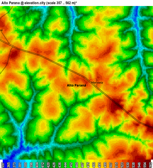 Zoom OUT 2x Alto Paraná, Brazil elevation map