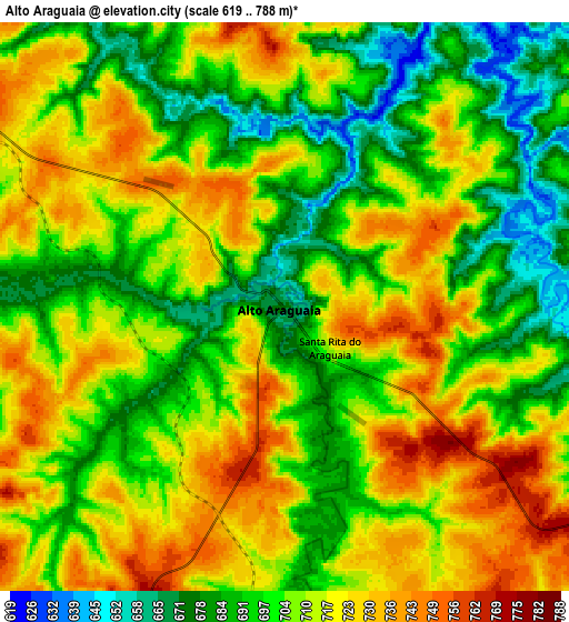 Zoom OUT 2x Alto Araguaia, Brazil elevation map