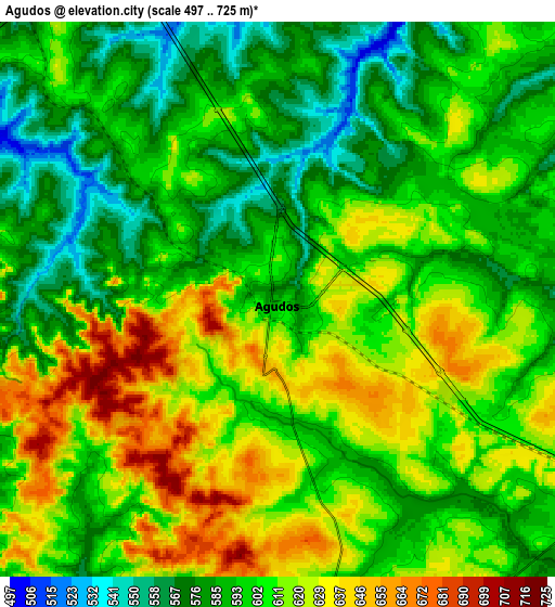 Zoom OUT 2x Agudos, Brazil elevation map
