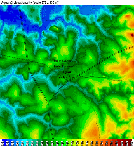 Zoom OUT 2x Aguaí, Brazil elevation map