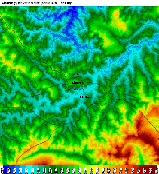 Zoom OUT 2x Abaeté, Brazil elevation map