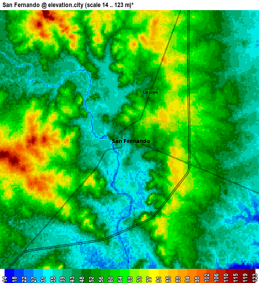 Zoom OUT 2x San Fernando, Mexico elevation map