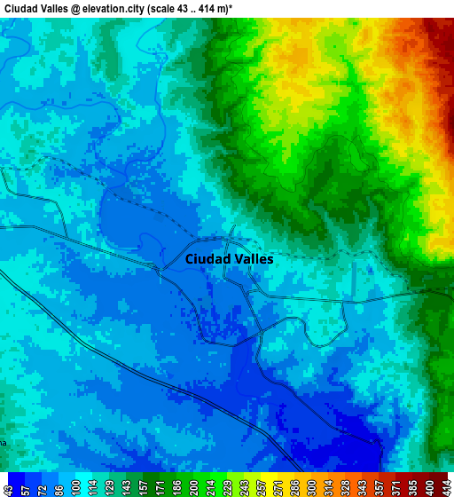 Zoom OUT 2x Ciudad Valles, Mexico elevation map