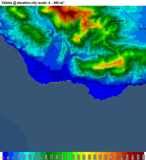 Zoom OUT 2x Yallahs, Jamaica elevation map