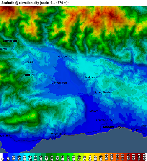 Zoom OUT 2x Seaforth, Jamaica elevation map